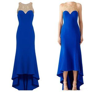 Marchesa Notte Royal Blue High Low Gown Dress
